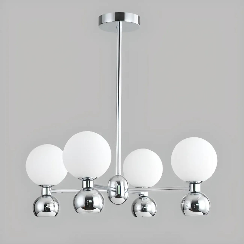 Modern Style White Globe Chandelier with Metal Frame