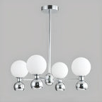 Modern Style White Globe Chandelier with Metal Frame
