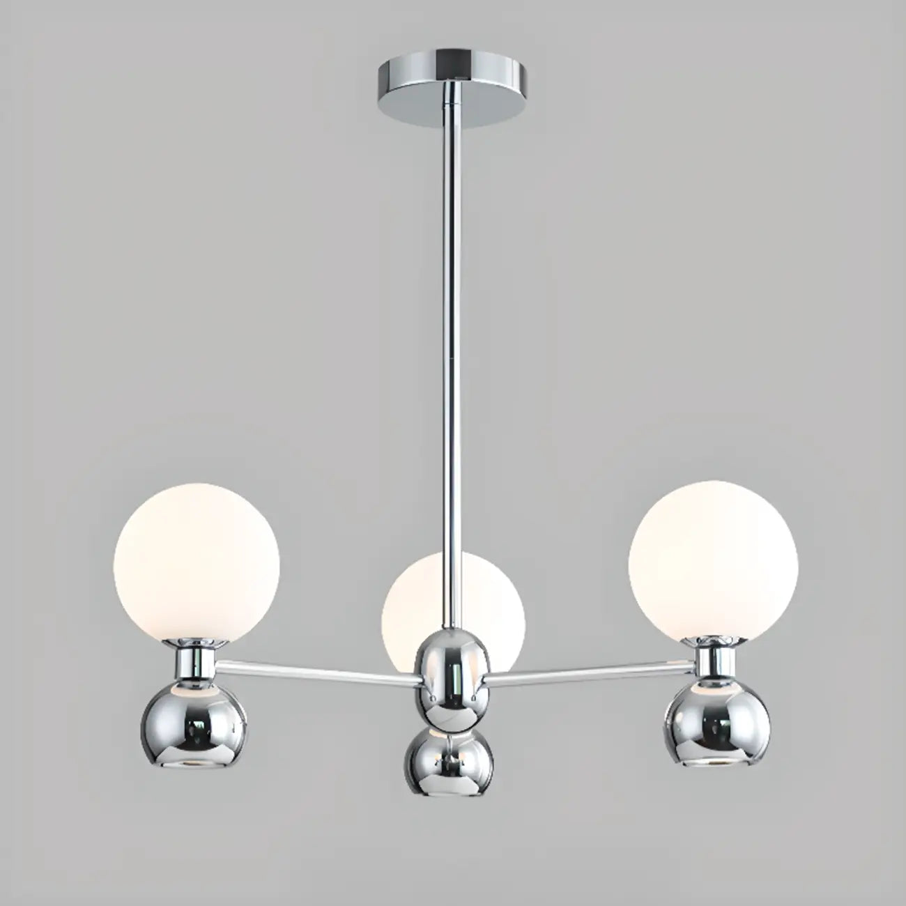 Modern Style White Globe Chandelier with Metal Frame