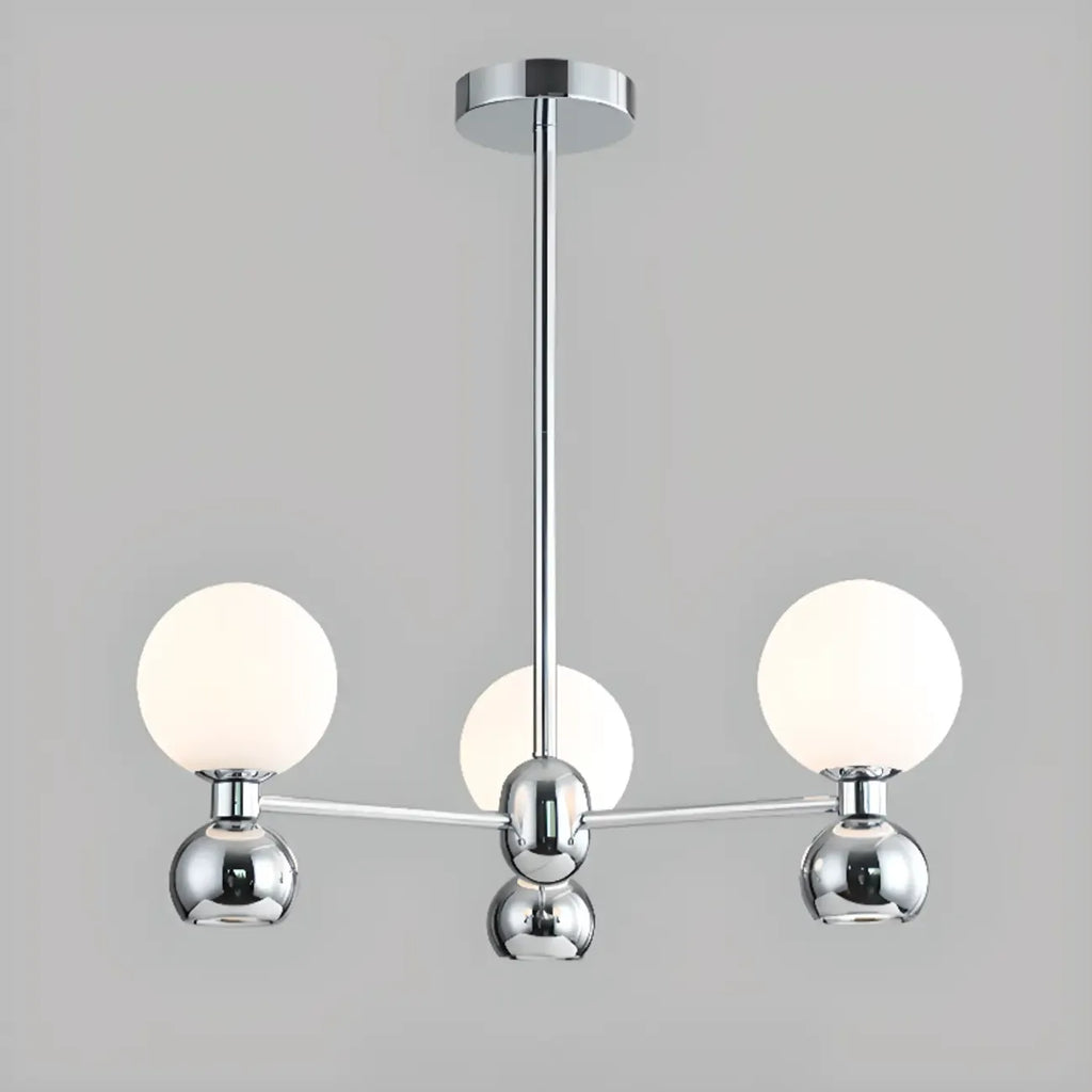Modern Style White Globe Chandelier with Metal Frame