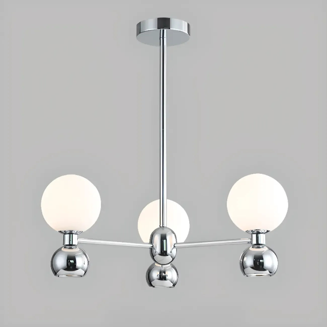 Modern Style White Globe Chandelier with Metal Frame
