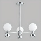 Modern Style White Globe Chandelier with Metal Frame