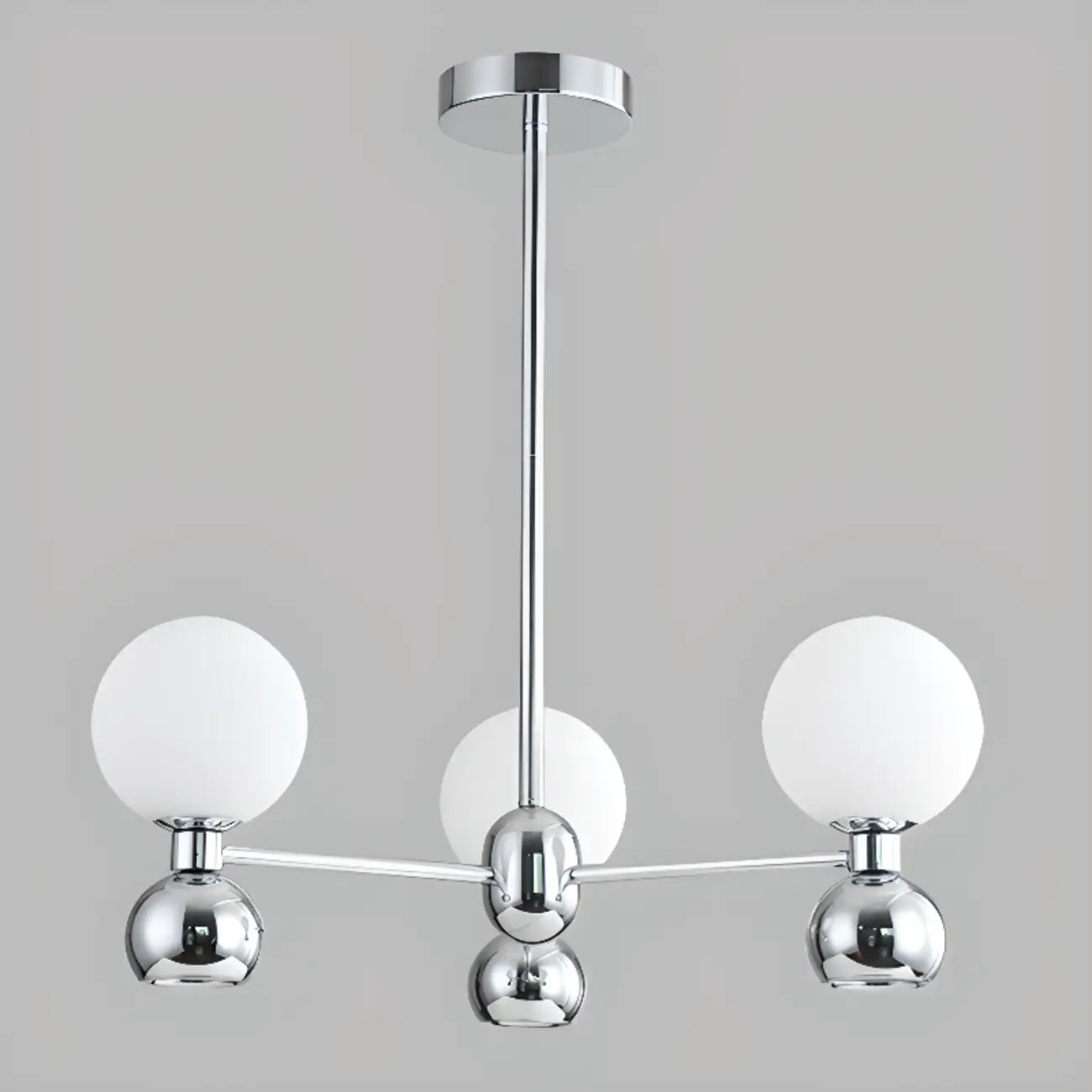 Modern Style White Globe Chandelier with Metal Frame