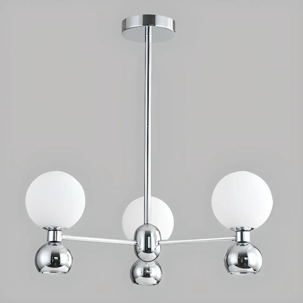 Modern Style White Globe Chandelier with Metal Frame
