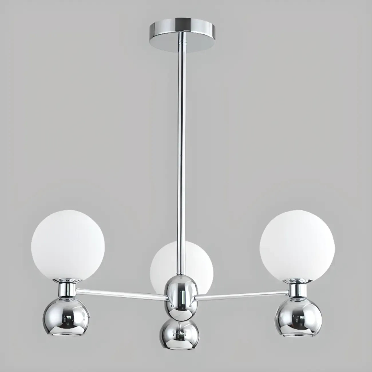 Modern Style White Globe Chandelier with Metal Frame