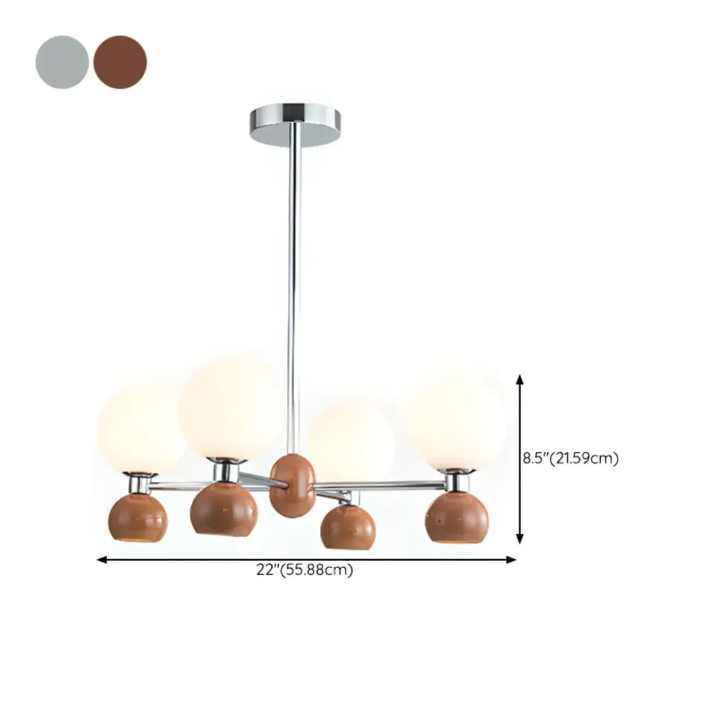 Modern Style White Globe Chandelier with Metal Frame