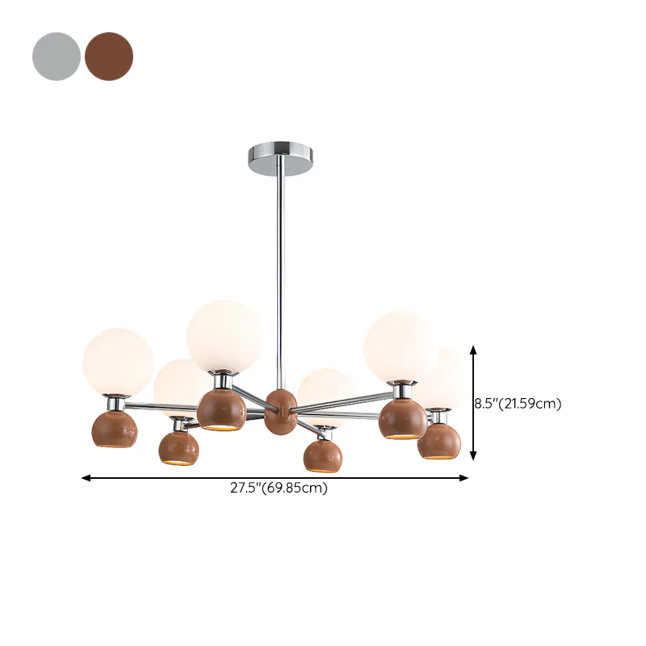 Modern Style White Globe Chandelier with Metal Frame