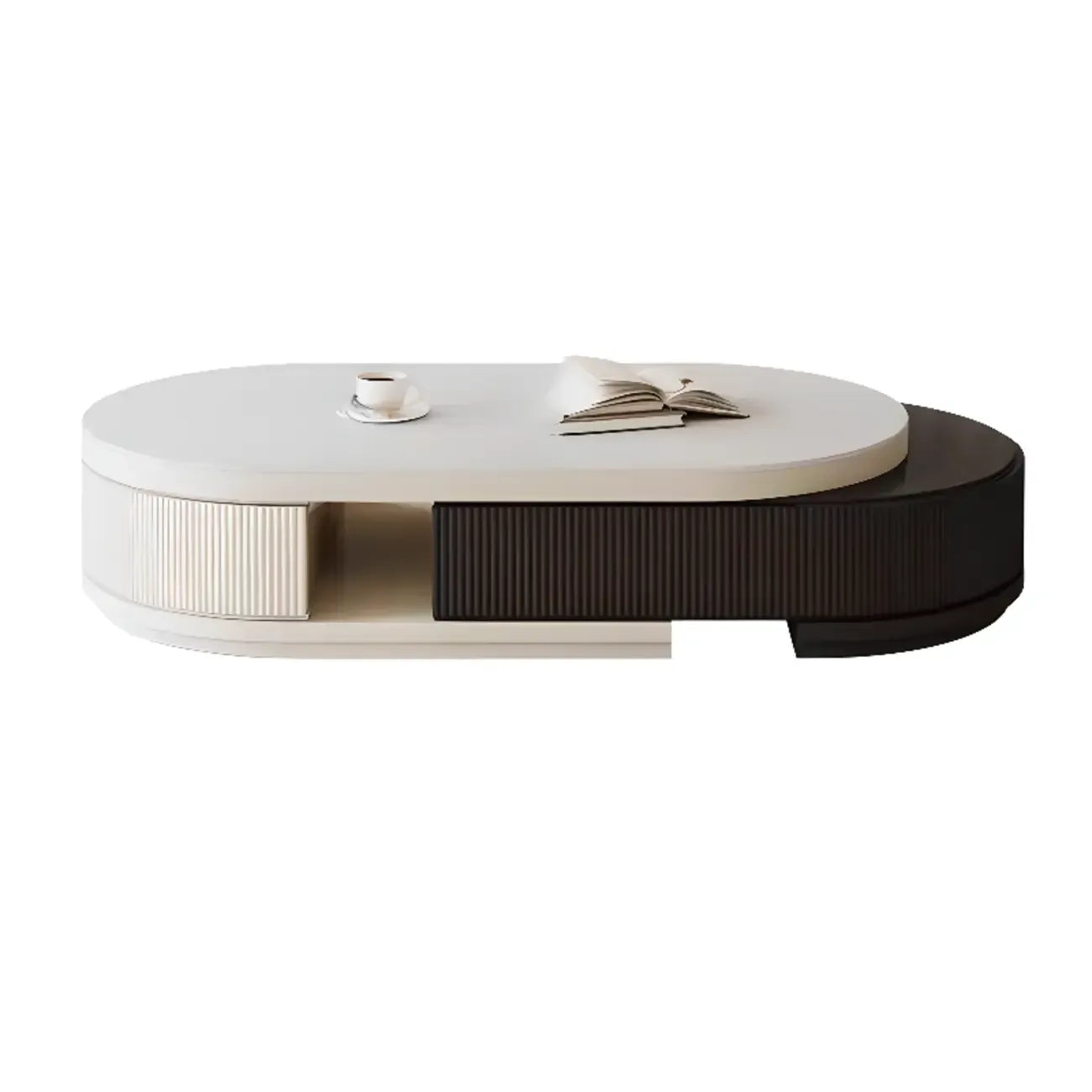 Modern Rectangular White Coffee Table with Extendable Design