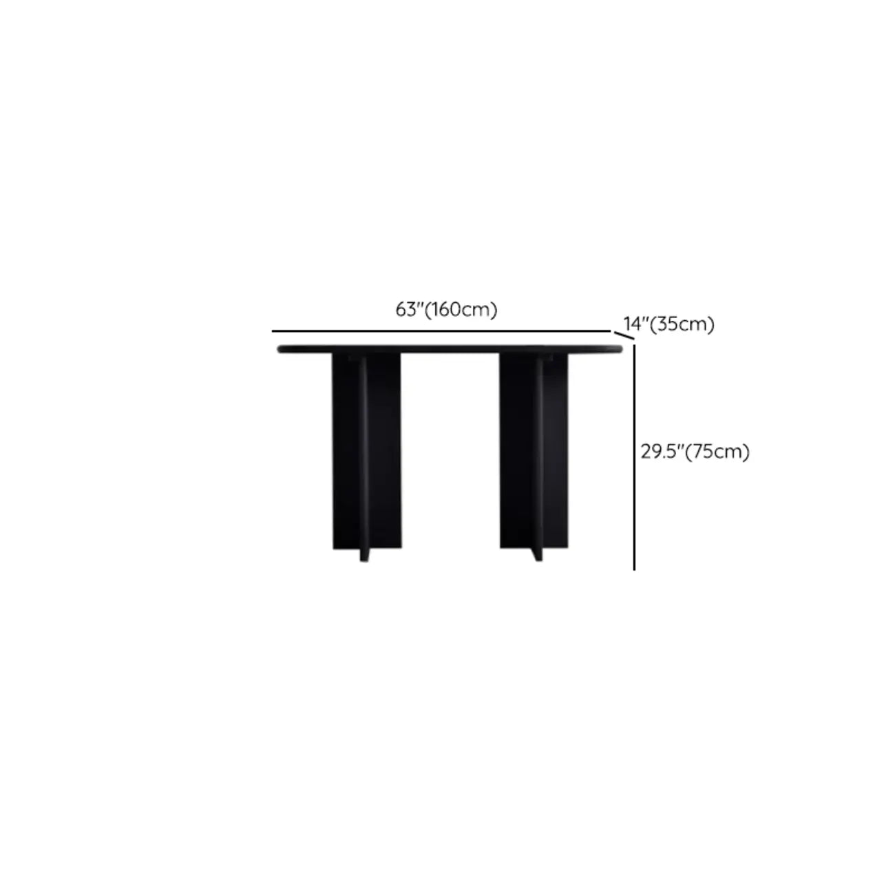 Modern Rectangle Black Ash Console Table