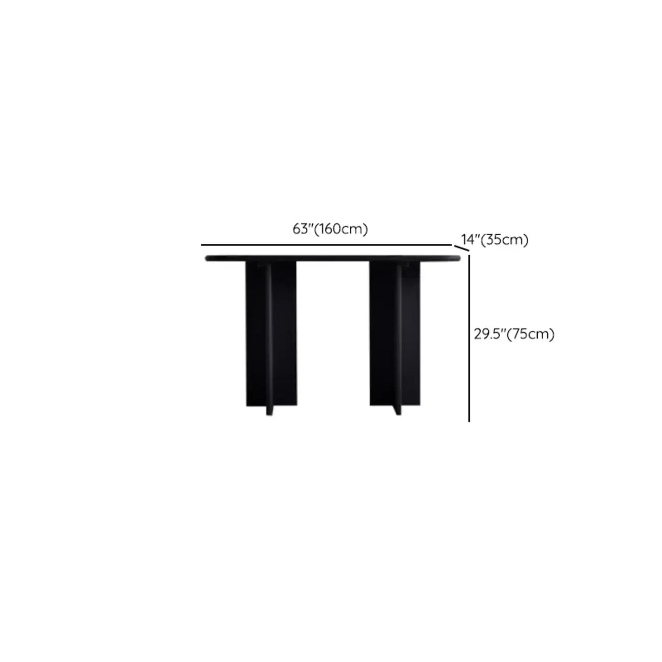 Modern Rectangle Black Ash Console Table
