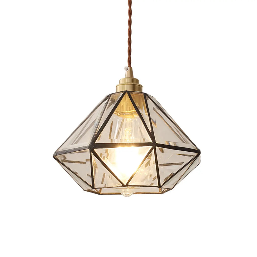 Modern Diamond Shape Glass Pendant Light for Living Room