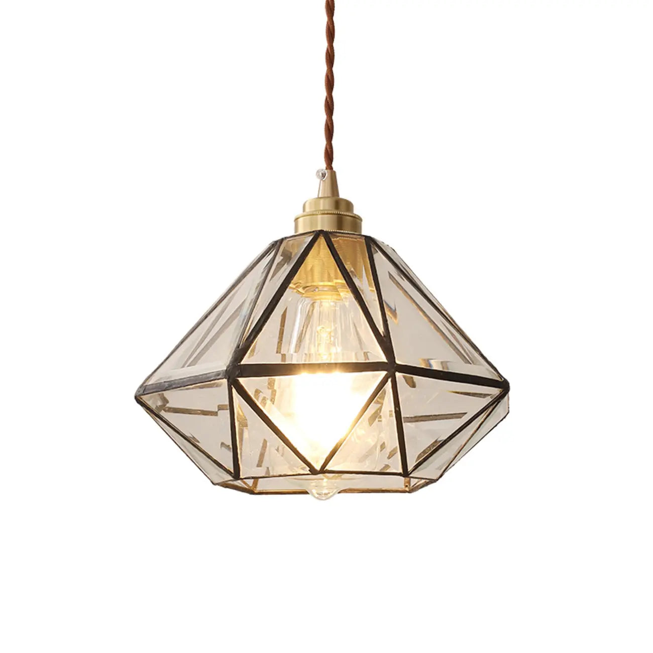 Modern Diamond Shape Glass Pendant Light for Living Room