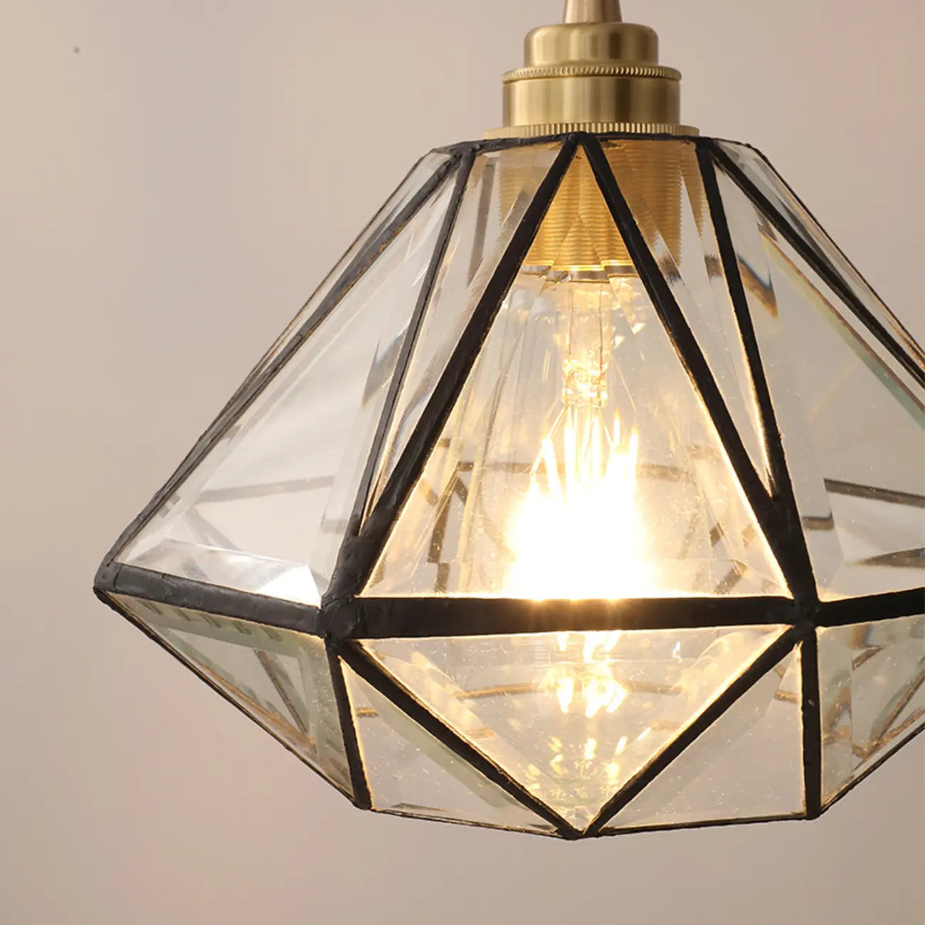 Modern Diamond Shape Glass Pendant Light for Living Room