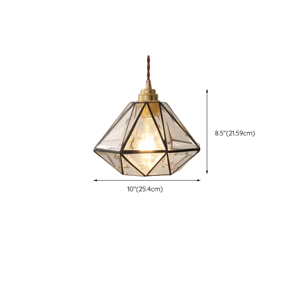 Modern Diamond Shape Glass Pendant Light for Living Room
