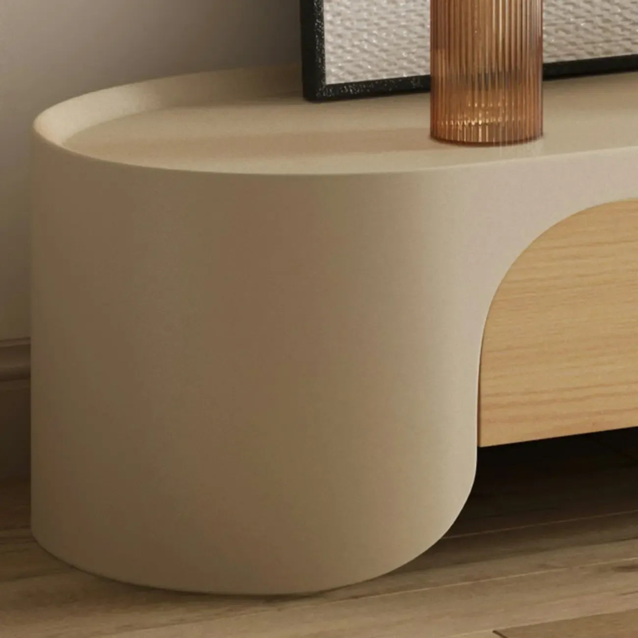 Minimalist White Wooden TV Stand with Storage for Living Room