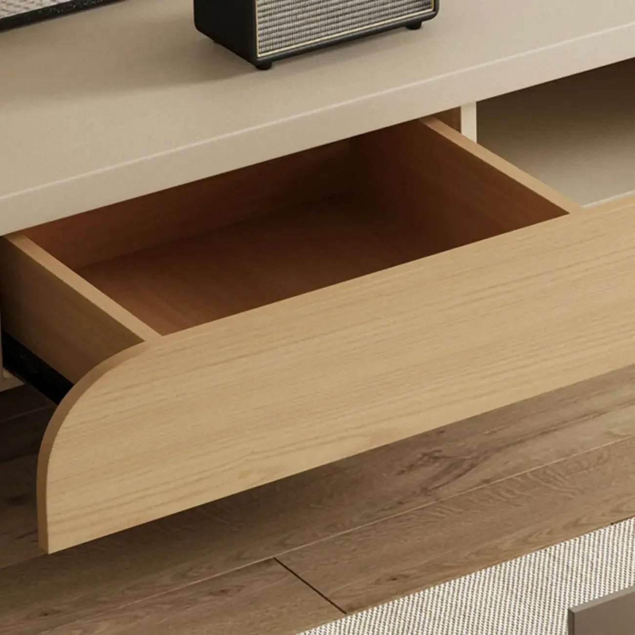 Minimalist White Wooden TV Stand with Storage for Living Room
