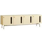 Living Room Rectangle Brown Wood TV Stand with Metal Legs