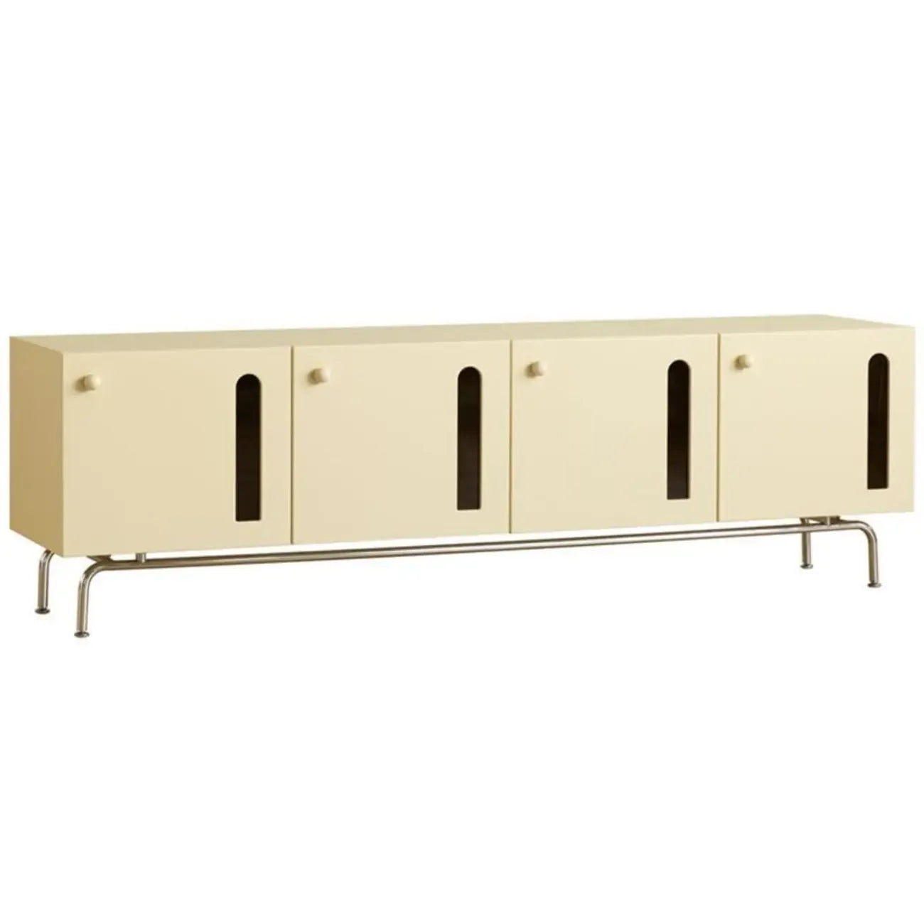 Living Room Rectangle Brown Wood TV Stand with Metal Legs