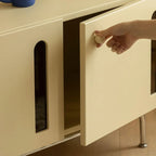 Living Room Rectangle Brown Wood TV Stand with Metal Legs