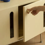 Living Room Rectangle Brown Wood TV Stand with Metal Legs