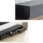 Living Room Wood Side Shelf  Black Rectangular TV Stand