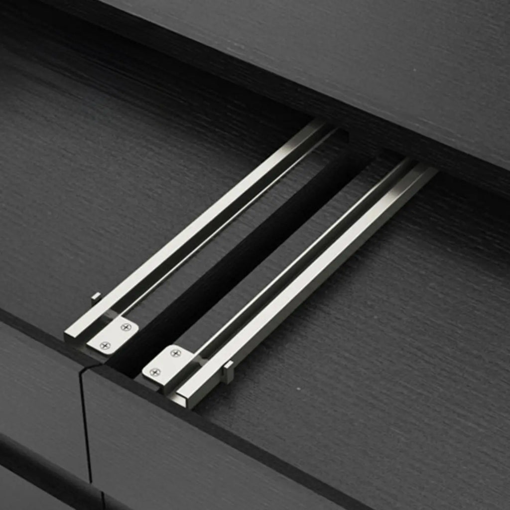 Living Room Wood Side Shelf  Black Rectangular TV Stand