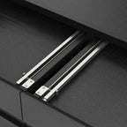 Living Room Wood Side Shelf  Black Rectangular TV Stand