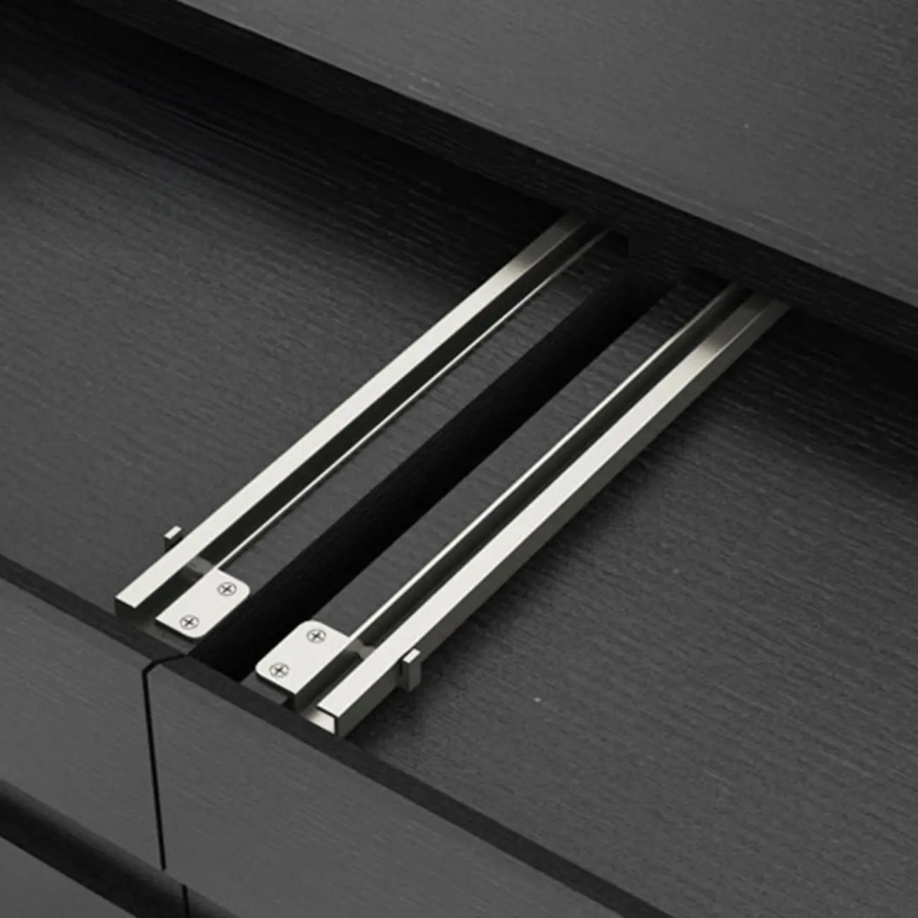 Living Room Wood Side Shelf  Black Rectangular TV Stand