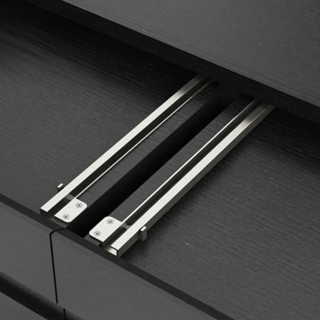 Living Room Wood Side Shelf  Black Rectangular TV Stand