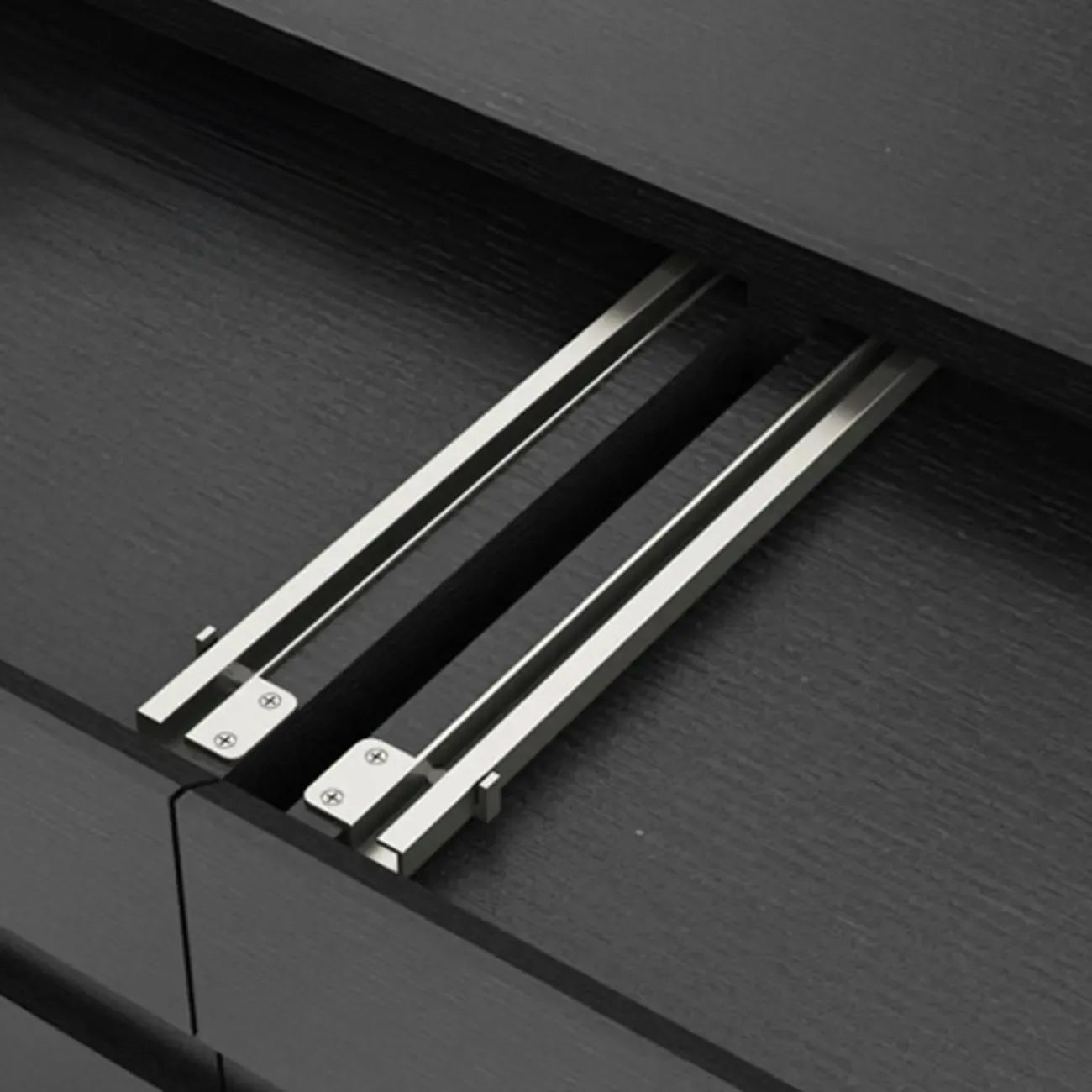 Living Room Wood Side Shelf  Black Rectangular TV Stand