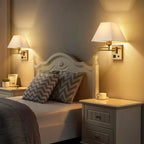 Elegant Swing Arm Wall Sconce with USB for Bedside Use