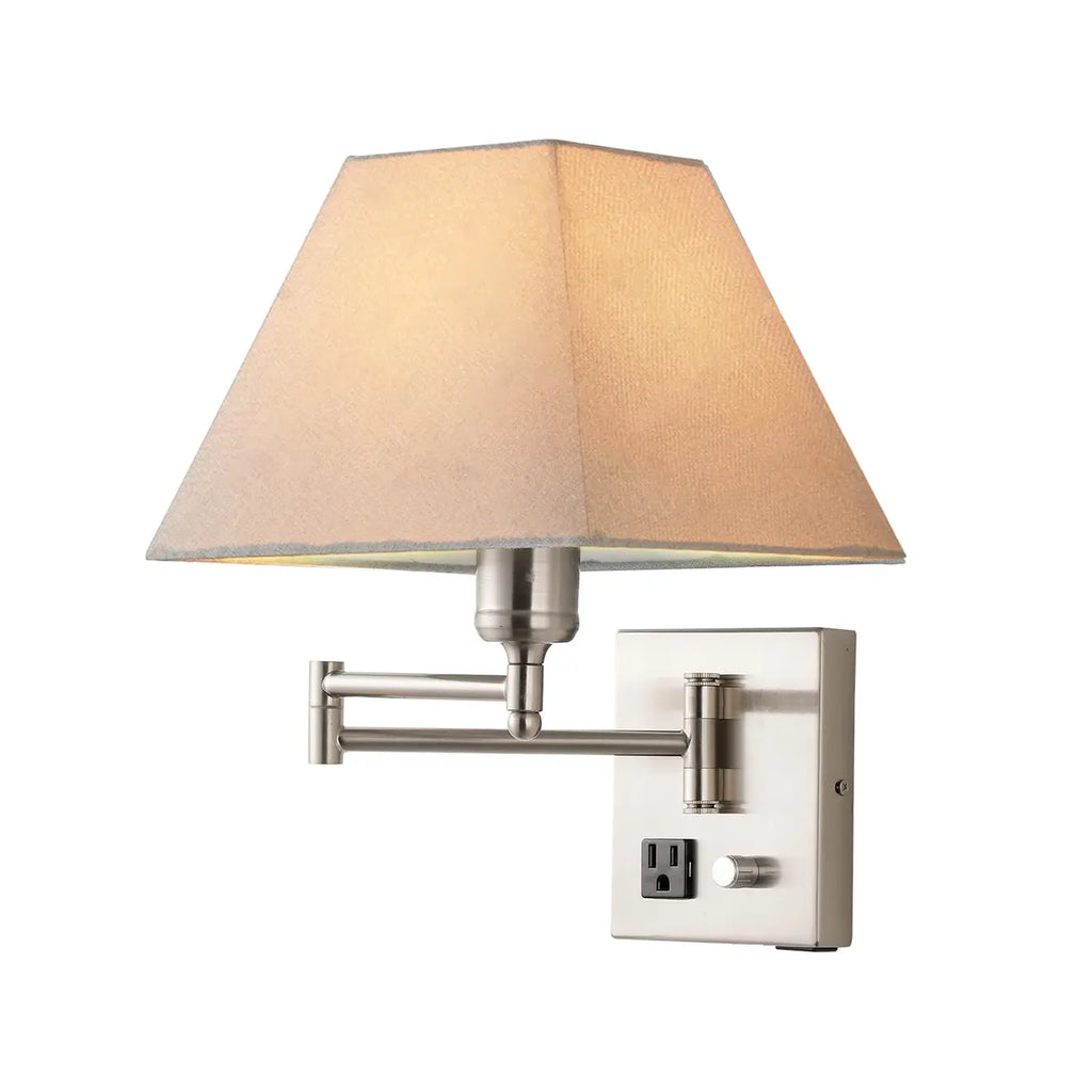 Elegant Swing Arm Wall Sconce with USB for Bedside Use