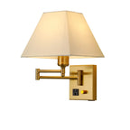 Elegant Swing Arm Wall Sconce with USB for Bedside Use