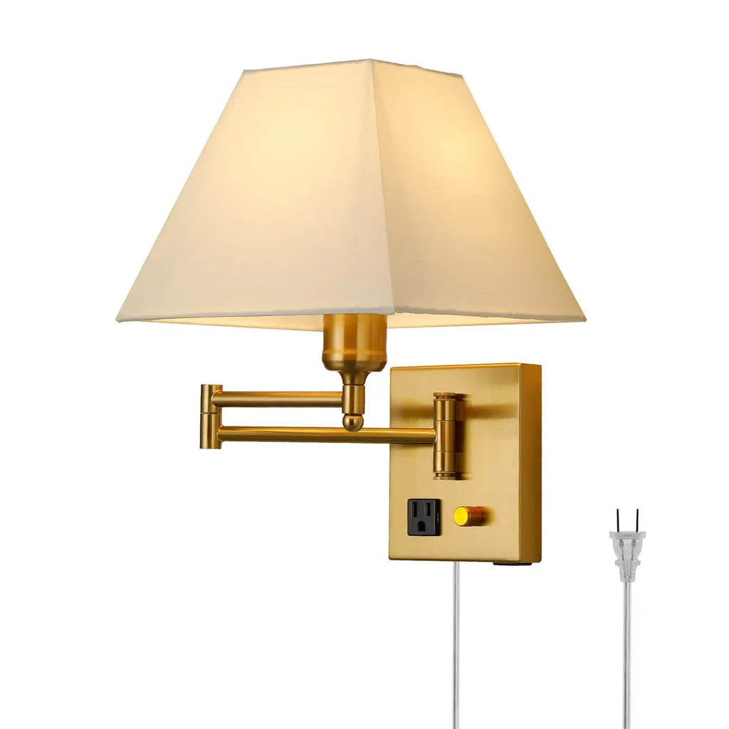 Elegant Swing Arm Wall Sconce with USB for Bedside Use