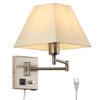 Elegant Swing Arm Wall Sconce with USB for Bedside Use