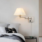 Elegant Swing Arm Wall Sconce with USB for Bedside Use