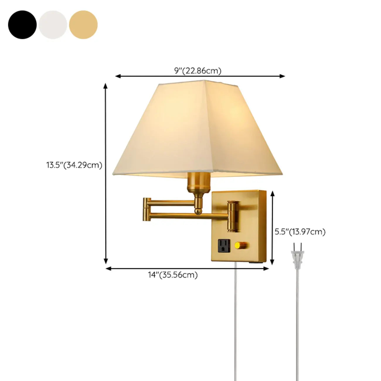 Elegant Swing Arm Wall Sconce with USB for Bedside Use