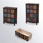 French Country Brown Wood Storage Cabinet with Drawers