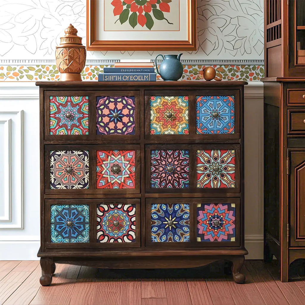 French Country Brown Wood Storage Cabinet with Drawers