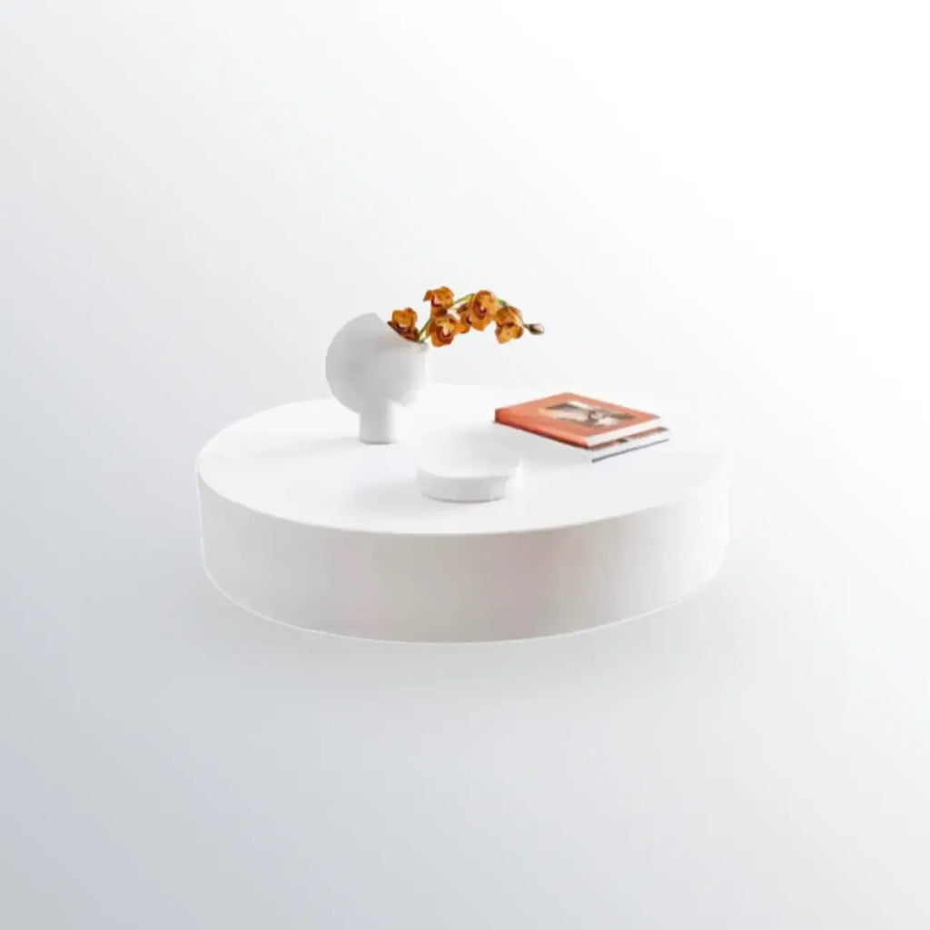 Modern White Round Fiberglass Coffee Table for Living Room