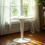 Minimalist Round White Acrylic Side Table for Living Room