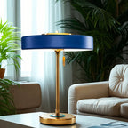 Gold Geometric Bedside Lamp with Pull Chain Switch