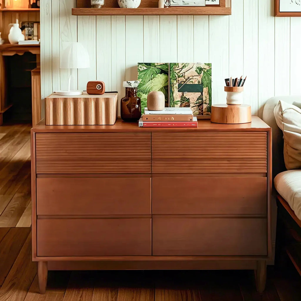 Rustic Brown Medium Wood Double Dresser in Horizontal