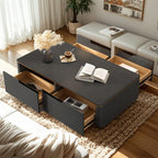 1 Tier Minimalistic Black Coffee Table with 4-Drawer