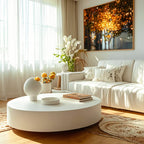 Modern White Round Fiberglass Coffee Table for Living Room