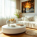Modern White Round Fiberglass Coffee Table for Living Room