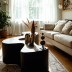 Modern Black Resin Wave Coffee Table with Abstract Design