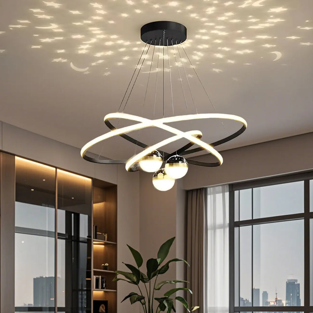 Circle Modern LED Starry Projection Chandelier