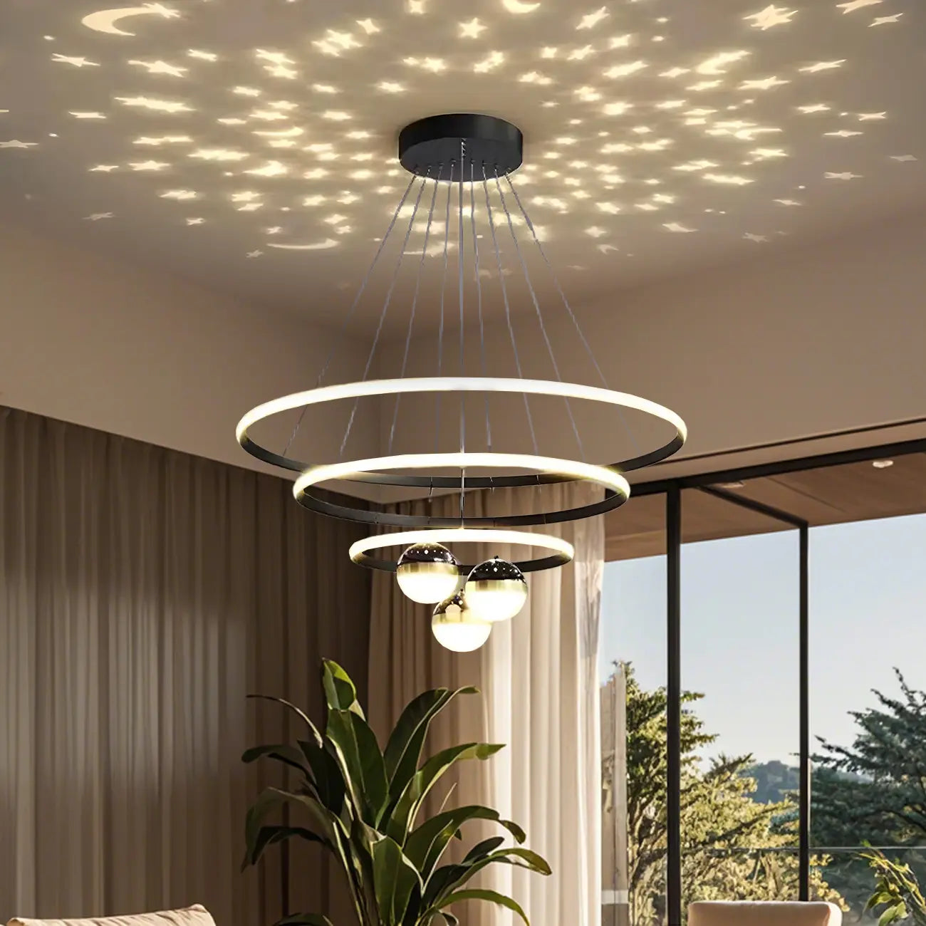 Circle Modern LED Starry Projection Chandelier