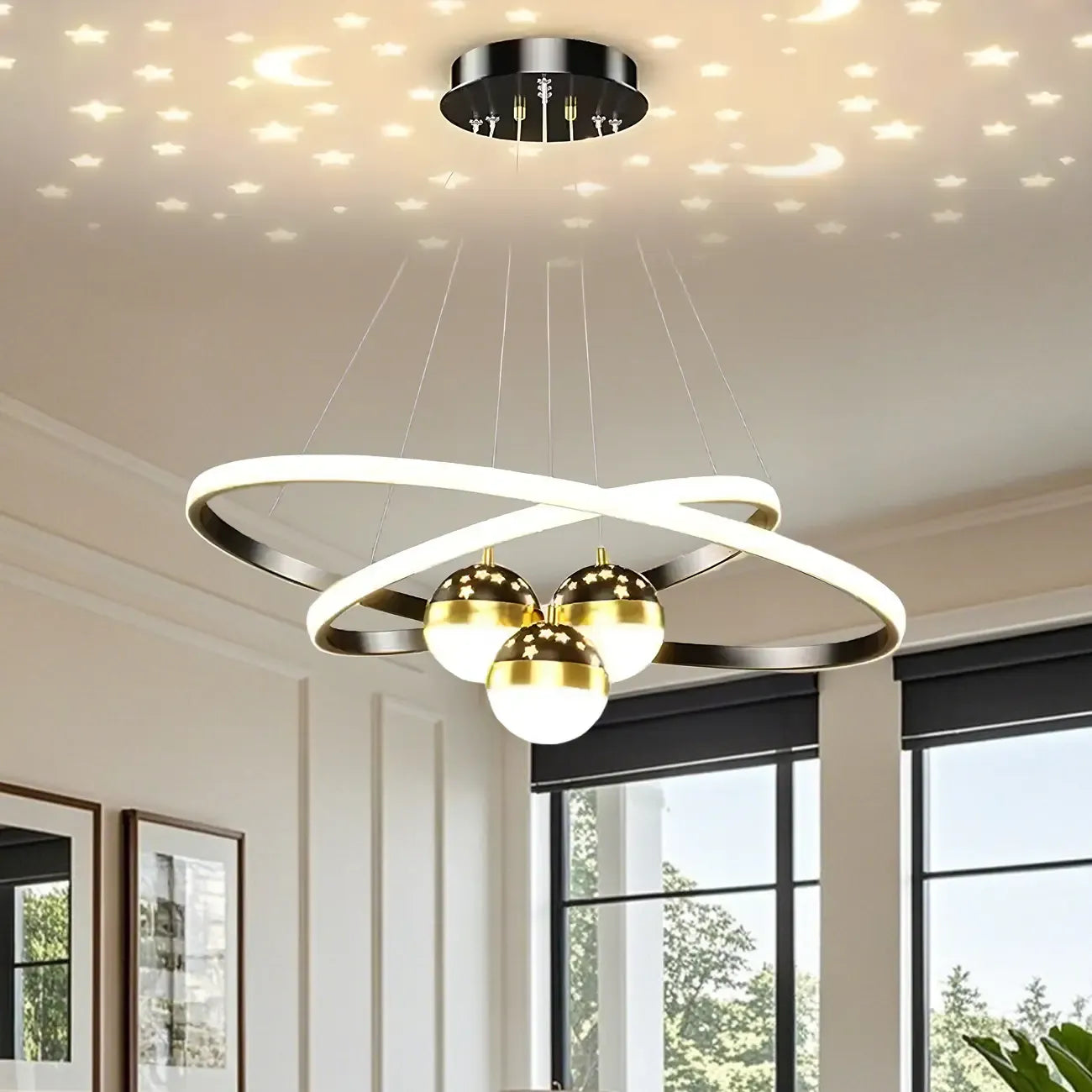 Circle Modern LED Starry Projection Chandelier